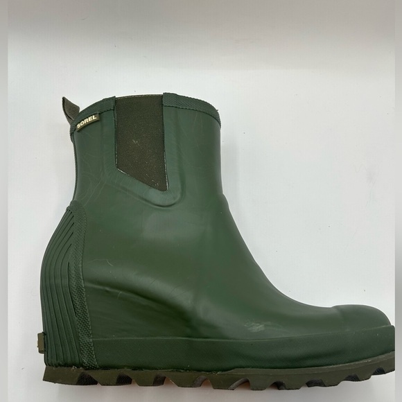 Sorel Joan Of Arctic Rain Wedge Rain Boots Chelsea Waterproof Green Rubber 11 - Picture 14 of 15
